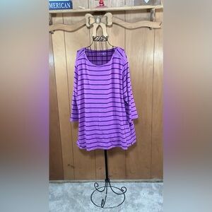 Croft & Barrow Purple and Black Striped Tunic